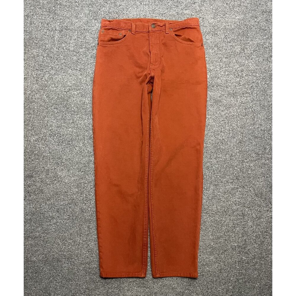 Vintage Levis 33x30 Orange Rust Denim Jeans Made In USA Classic Straight Leg